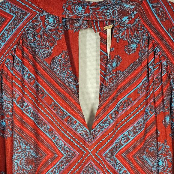 Free People Walking On a Dream Cut-Out Choker Tunic Top Red Size XS - Picture 4 of 10